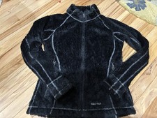 Sz S MARMOT Girls Fuzzy Black Full Zip Jacket Polartec