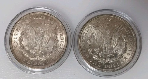Lot of 2:  1921 Morgan Silver Dollar Uncirculated 0.9 Fine Silver $1 US Coin
