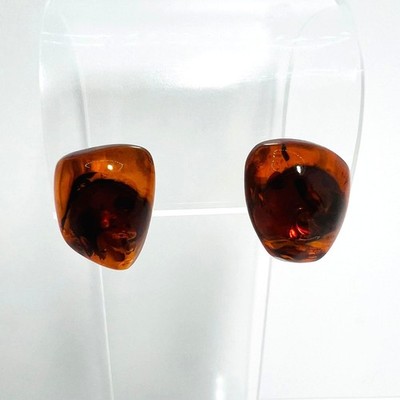 Art Déco Ohrclips aus Bernstein   Vintage Unikat Ear clips made of real amber