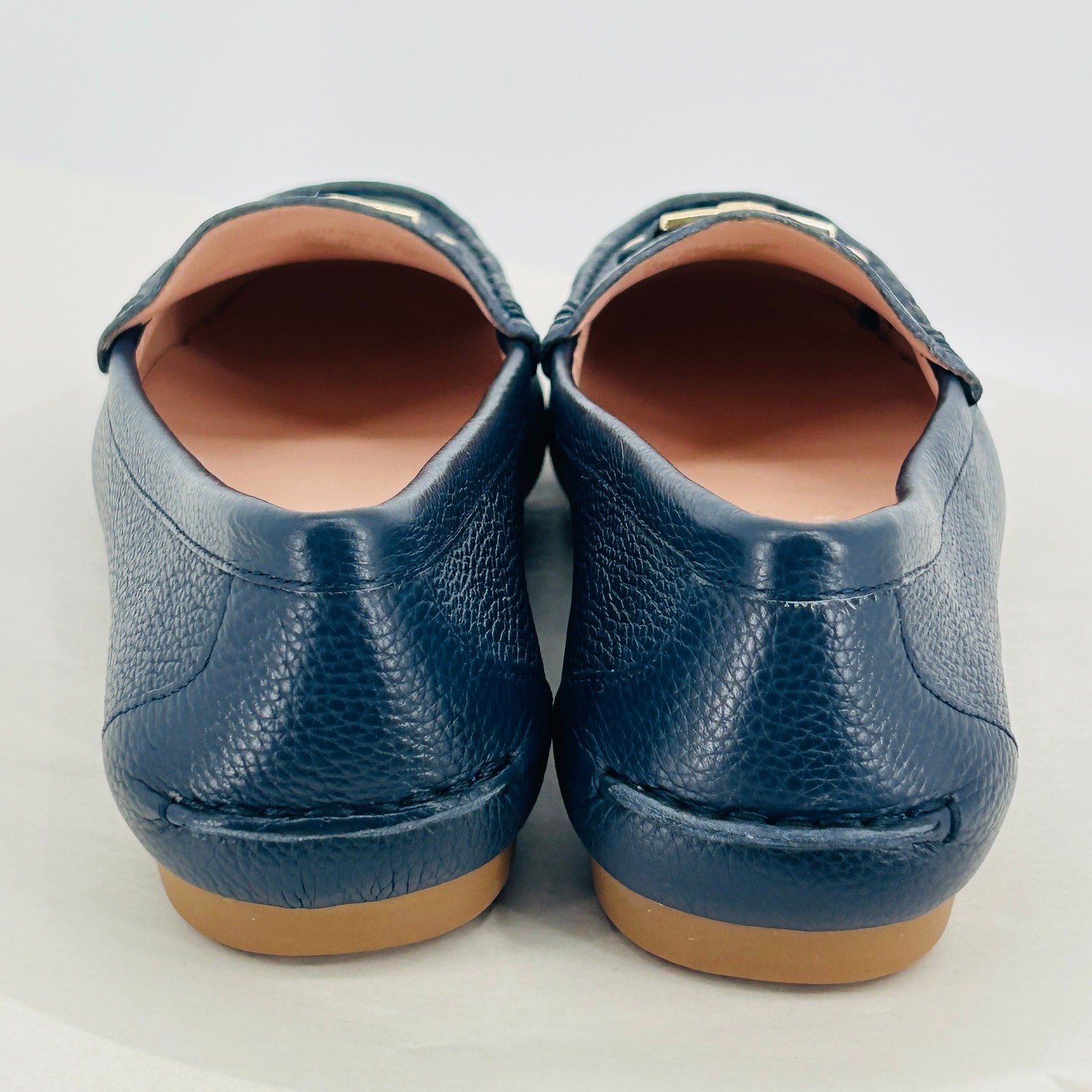 New Kate Spade New York Navy Blue Pebbled Leather Carmen Driving Loafers thumbnail 3