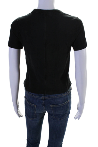 T Alexander Wang Womens Cotton Short Sleeved Casual Basic T-Shirt Black Size XS - Afbeelding 3 van 5