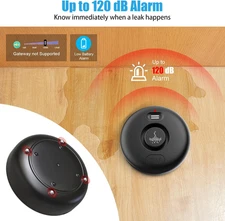 5 Pack Black Water Leak Alarm Detector 120Db Loud Alert Sensor IP66 Waterproof