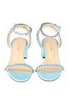 NWT Authentic Mach & Mach Sky Blue Crystal Satin Sandals With Low Heel Size 40 — photo 1