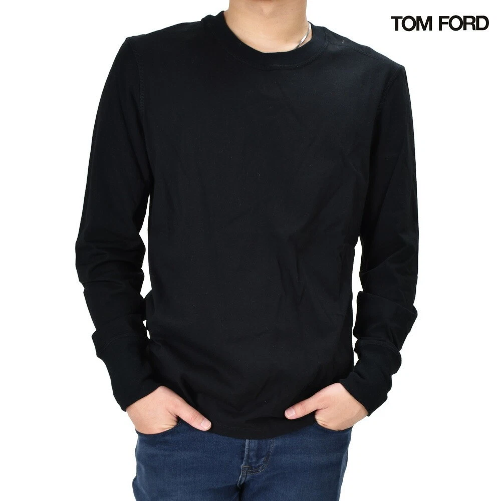 Tom Ford — Tom Ford Long Sleeve T-Shirt for Men, Cut and Sewn, Long Sleeve, Crew Neck Black