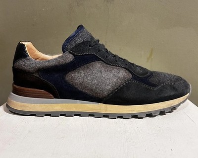 Fabiano Ricci Sneakers Brown Flannel Suede Wool Shoes Mens Sz 44.5 US 10.5/11