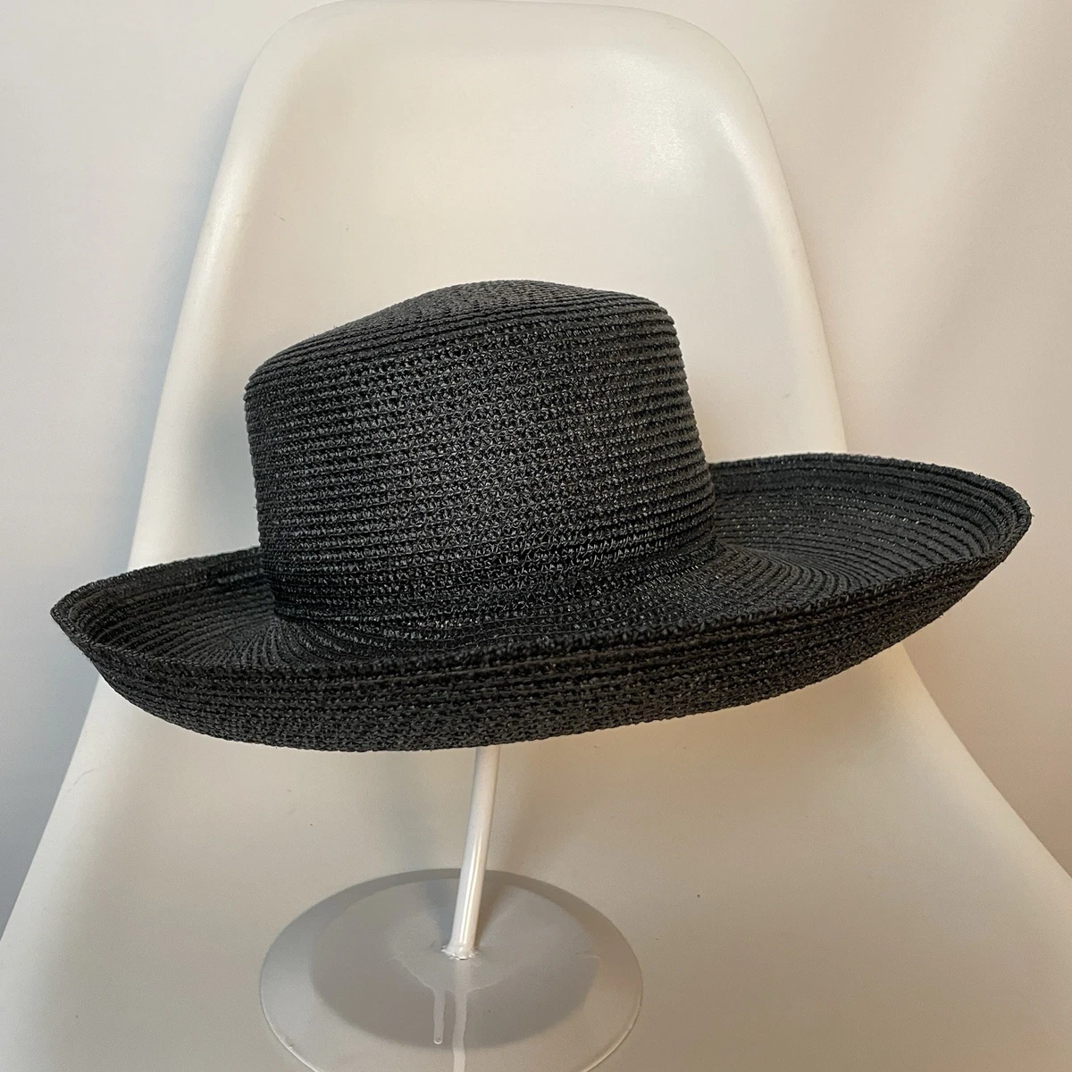 ERIC JAVITS HAMPTON Black Wide-Brim Straw Sun Hat - Women Accessories Squishee Straw Hat Hampton Total | Eric Javits main image 2