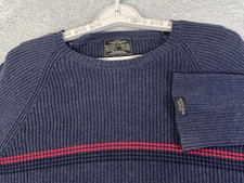 VTG Nautica Jeans Co Sweater Mens XL Navy Blue Red Stripe Cotton Crewneck Y2K