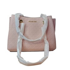 NWT Michael Kors Teagen Long Satchel Shoulder Bag Dark Powder Blush Logo Purse