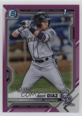 2021 Bowman Chrome Prospects Fuchsia Refractor 174/199 Eddy Diaz #BCP-33 sh7