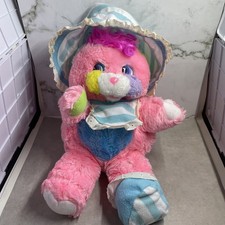 Popples Baby Crisby- 1985 - Plush Pink w/Booties, Bonnet, Bib Rattle Tail