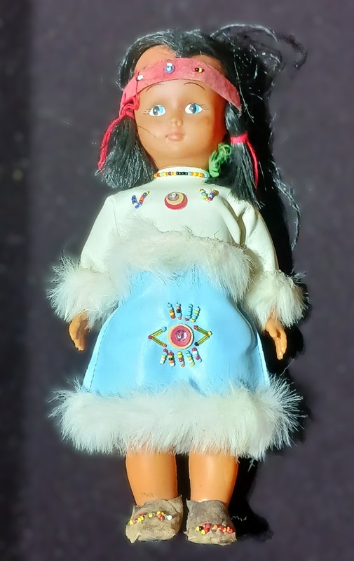 Native American Girl Plastic Body Rubber Face 11 inch Doll 1960's