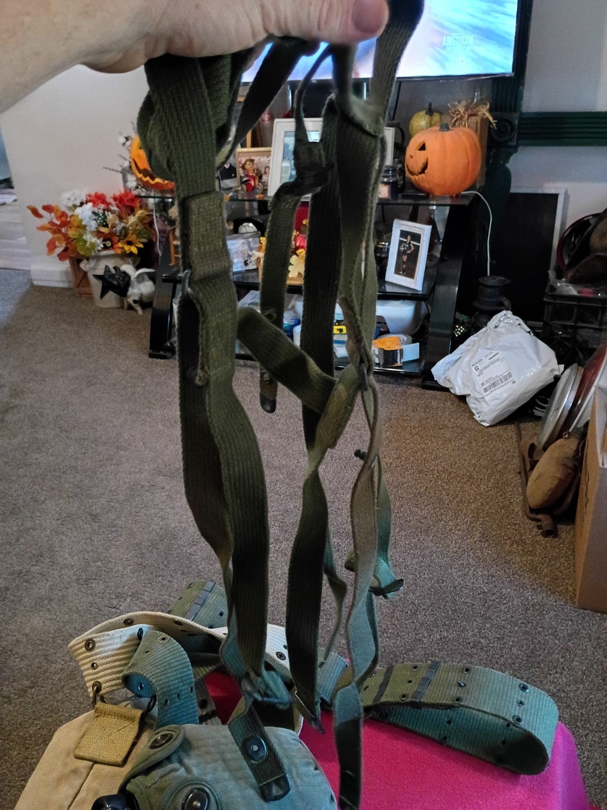 WWI WW2 US Field Gear Lot  Belts canteens And Miscellaneous Large Military Lot 