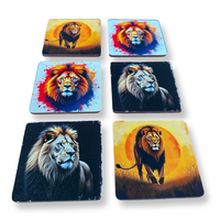 Untersetzer FüR GläSer Tassen GeträNkeuntersetzer 6 X Set Holz LÖWe / Lion
