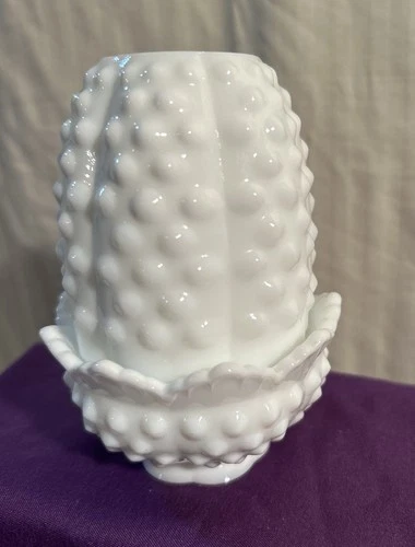 Vintage Fenton Milk Glass Hobnail Fairy Lamp