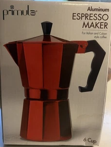 Primula Pere - 6 Cup Aluminum Espresso Coffee Maker Red