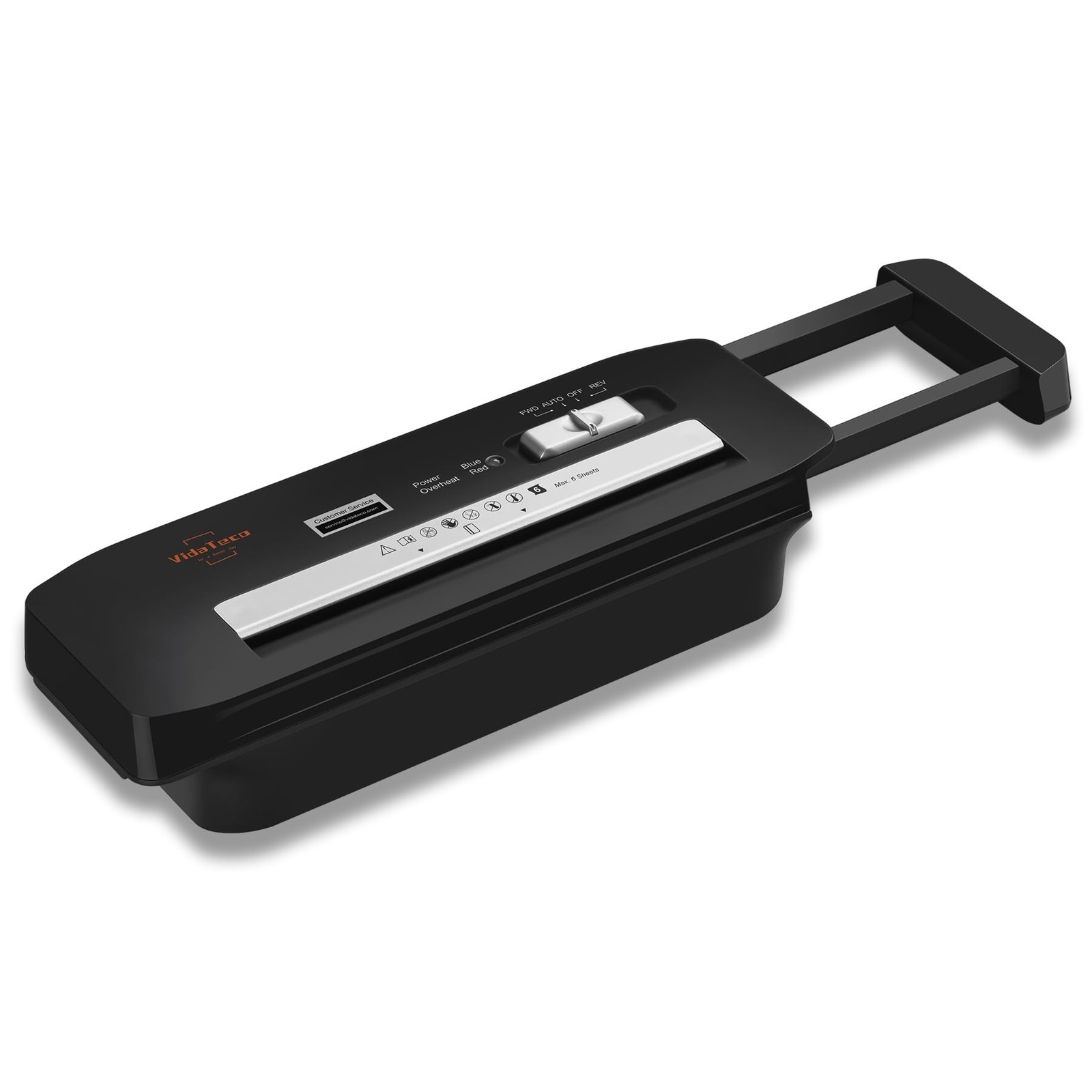 Paper Shredder Without Basket 6-Sheet Strip Cut Shredder for