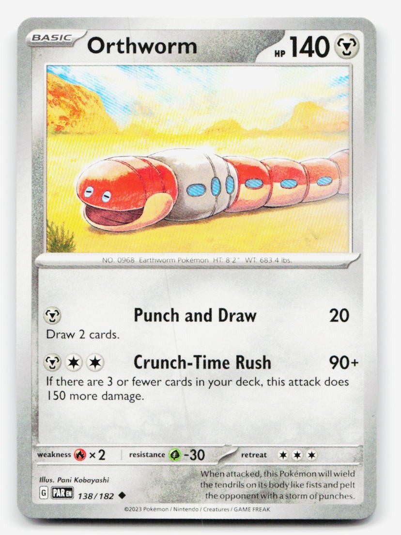 Orthworm Uncommon - PAR 138/182 EN NM Pokemon