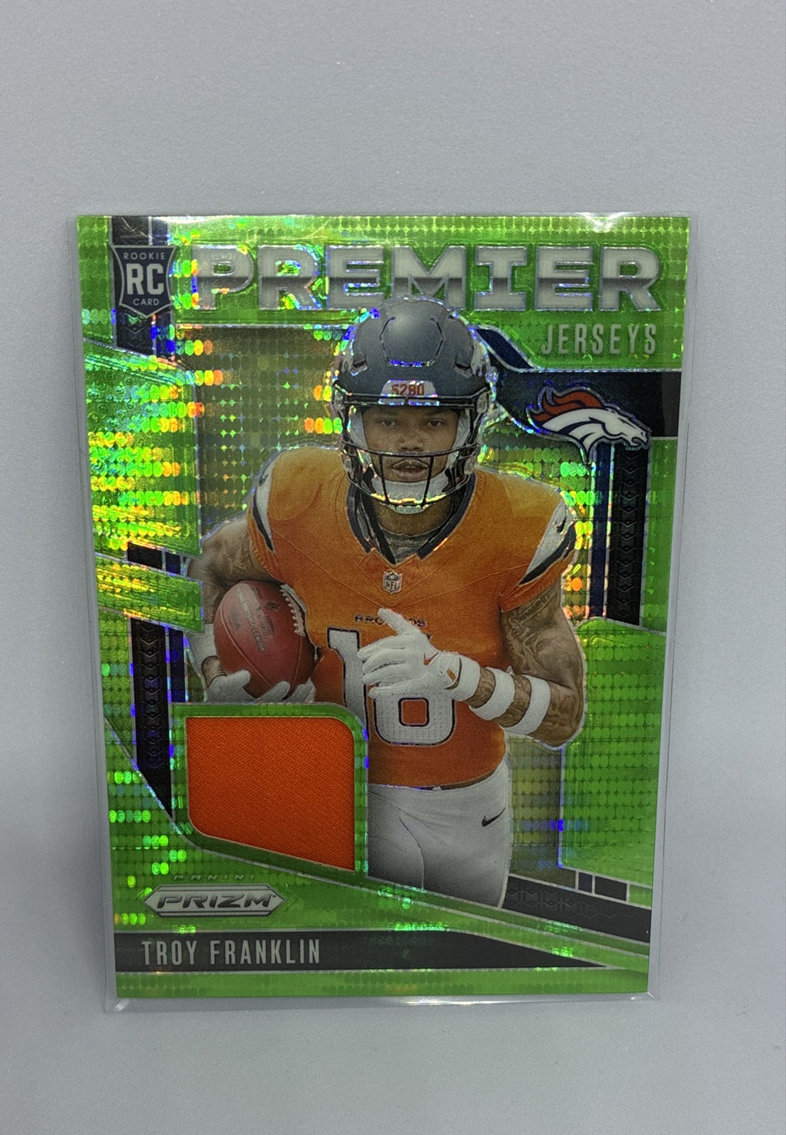 2024 Panini Prizm -Premier Jerseys Troy Franklin #PJ-TFN Neon Green Pulsar Prizm