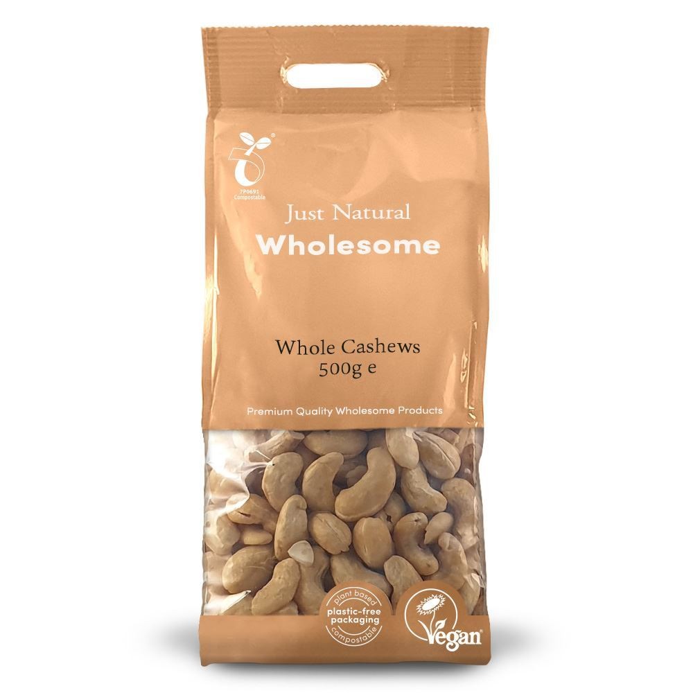 Just Natural Wholesome Whole Cashews 500g - 2 Pack