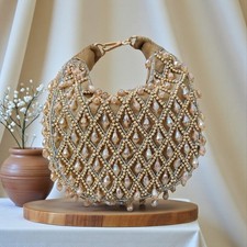Luxury Beaded Bridal Clutch Bag Evening Hobo Purse Wedding Party Handbag Crystal