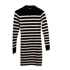 Everlane Dress Women’s Size S Black/White Long Sleeve Striped Zipper Detail
