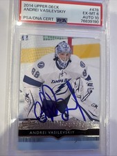 Andrei Vasilevskiy 2014-15 Upper Deck #478 Young Guns Signed  RC PSA 6 Auto 10