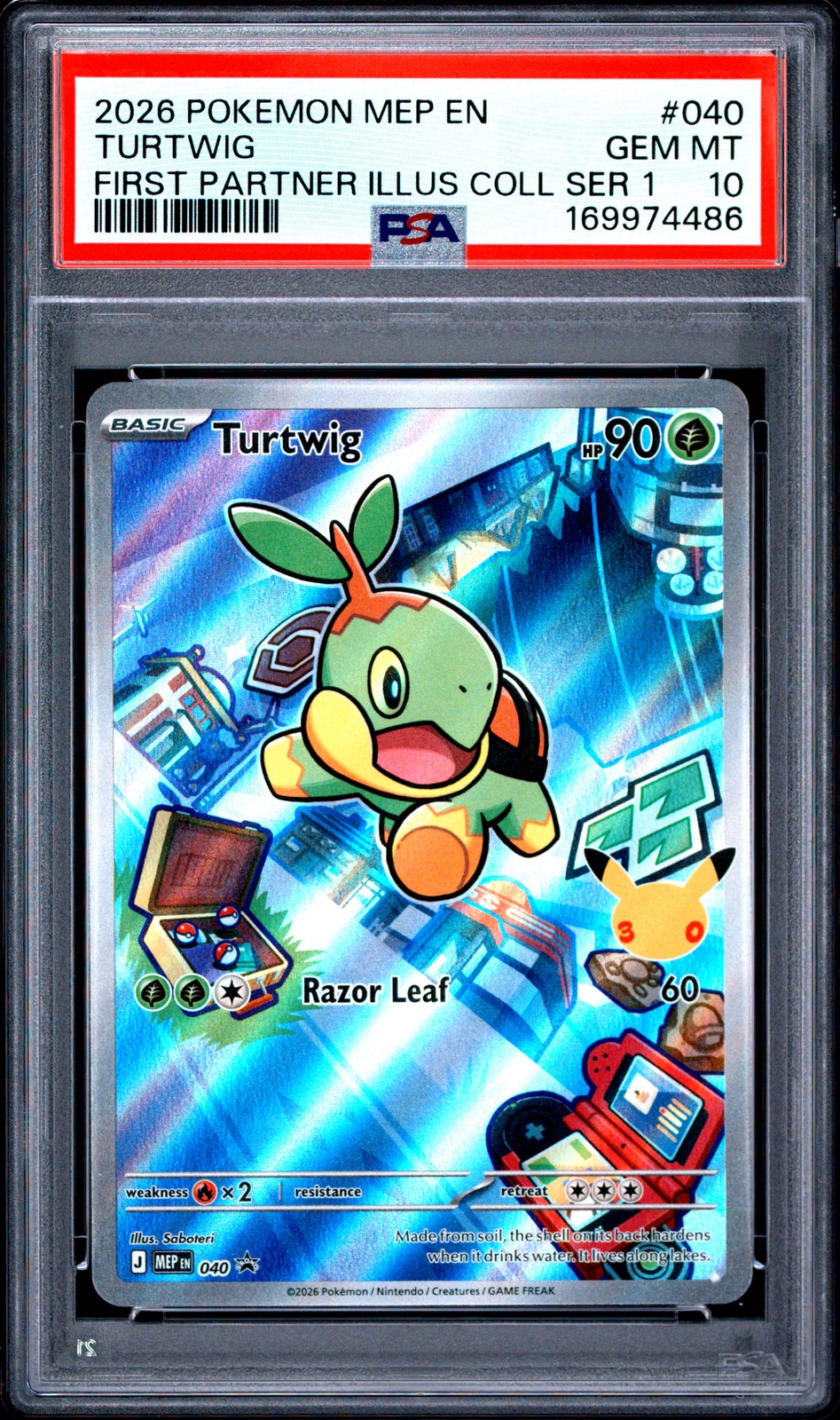 2026 POKEMON MEP FIRST PARTNER ILLUSTRATION COLLECTION #040 TURTWIG PSA 10