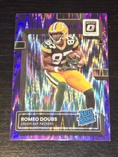 2022 Donruss Optic Football Romeo Doubs PURPLE SHOCK PRIZM RATED ROOKIE SP! PATS