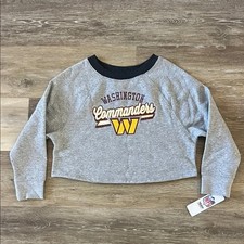NWT NFL Washington Commanders Girls Cropped Sweatshirt Grey Size S 6/6X 