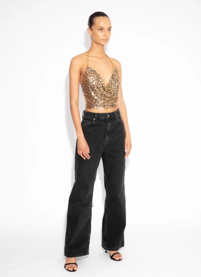 Top con soporte de metal con estampado de leopardo "ChainMail" Foto 3 de 4