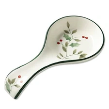 Winterberry Ceramic Spoon Rest for Kitchen Counter or Stove
