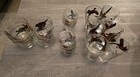 Vtg 18 Piece Hazel Atlas 22K Gold Pheasant Birds Barware Glasses  — photo 3