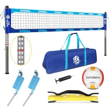 Outdoor Heavy Duty Volleyball Net Set, Anti-Sag System, Adjustable Aluminum P...