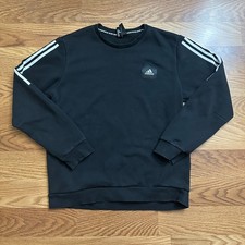 Adidas Men's Sweatshirt Black SZ Large 3 Stripes Pullover Crewneck Athletic