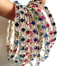 30pcs Girl's Women's Charm Elastic Bracelets Colorful Zircon Crystal Wristbands