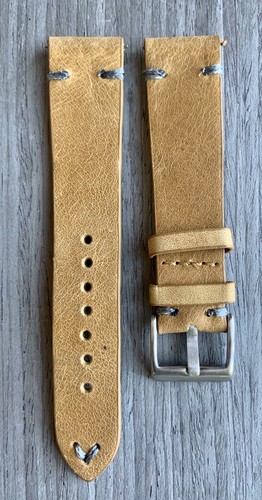 Cinturini Orologio 18 mm Spessi TAN Cavallo Pazzo Pelle Cinturini Cinturino Veloce Punto GRIGIO - Foto 7 di 11