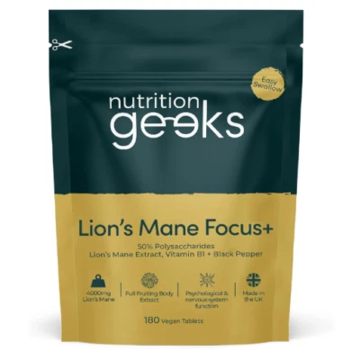 BRANDED Lions Mane Supplement 4000mg with Vitamin B1 & Black Pepper, 180 Vegan Tablets