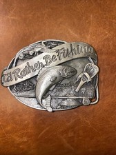 Siskiyou Buckel Co 1985 Williams OR I'd Rather Be Fishing Pewter Belt Buckle