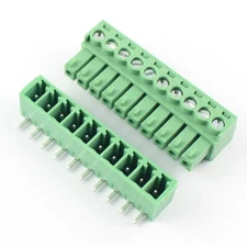 1Pcs 3.81mm Pitch 10 Pin Right Angle Screw Terminal Block Pluggable Connector