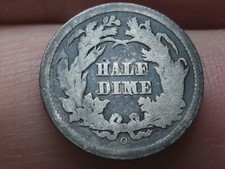 1860 O Seated Liberty Half Dime, New Orleans, About Good Details