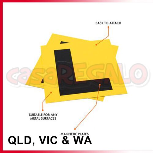 2x Magnetic Yellow Learner L Plates L Plate FOR QLD VIC WA Queensland Victoria - Picture 2 of 2