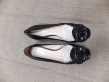 PRADA Black Patent Leather Large Square Plaque Heeled Pumps EU 36/ US 6