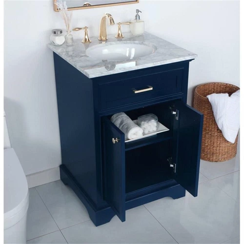 Elegant Decor Americana 24" Solid Wood and Metal Single Bathroom Vanity in Blue - Picture 8 of 8