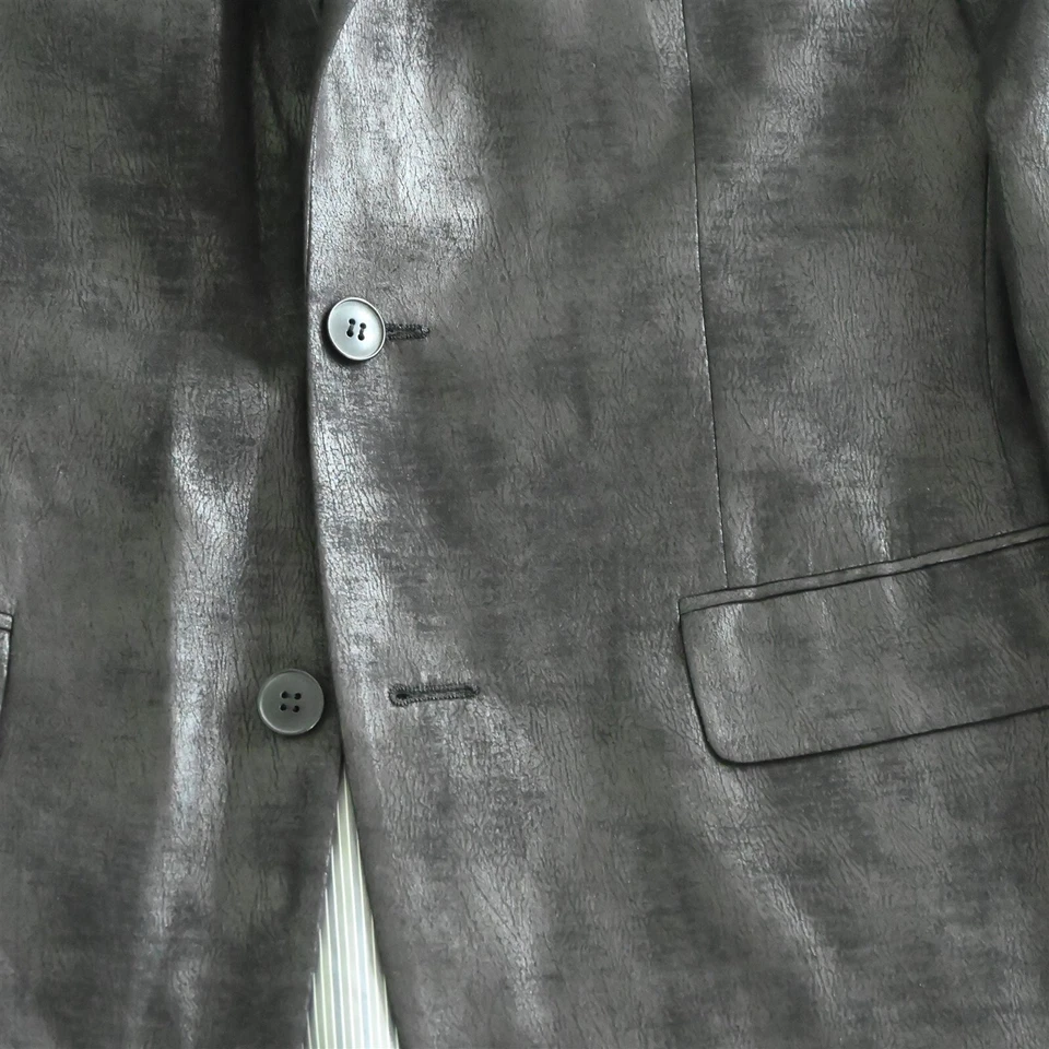 Jaqueta blazer masculina Andrew Fezza 38R preta Baxter couro sintético camurça casaco esportivo - Imagem 3 de 4