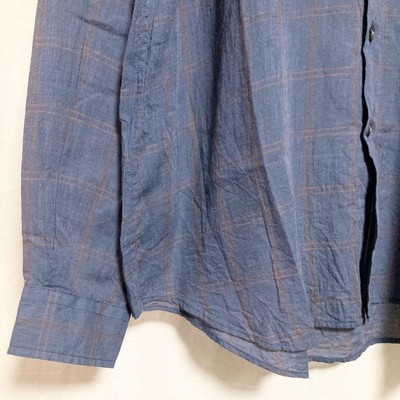 AURALEE SUPER LIGHT CHECK BIG SHIRT navy size 5 used beauty