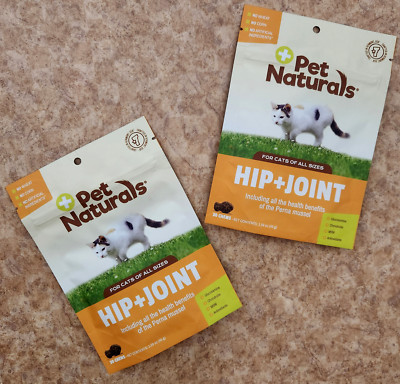 2 NEW Pet Naturals Hip & Joint Cat 30 Chews Perna Mussel Health MSM Glucosamine+