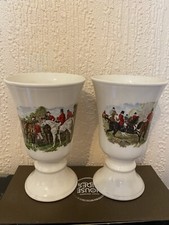 ROYAL WORCESTER PALISSY CHINA GOBLET x 2 - HUNTING SCENE