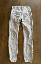 Lululemon Pure Practice Pant 7/8 Heathered Slate Gray Leggings Lattice Trim Sz 6