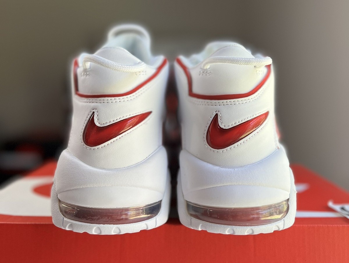 NEW Nike Air More Uptempo White Varsity Red Outline | Men NEW Nike Air More Uptempo White Varsity Red Outline | Men