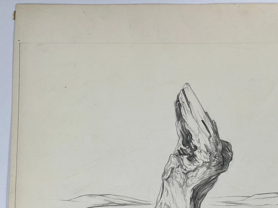 "Arte del desierto James Merrick de colección dibujo surrealista madera a la deriva de pie 11x14""" Foto 3 de 4